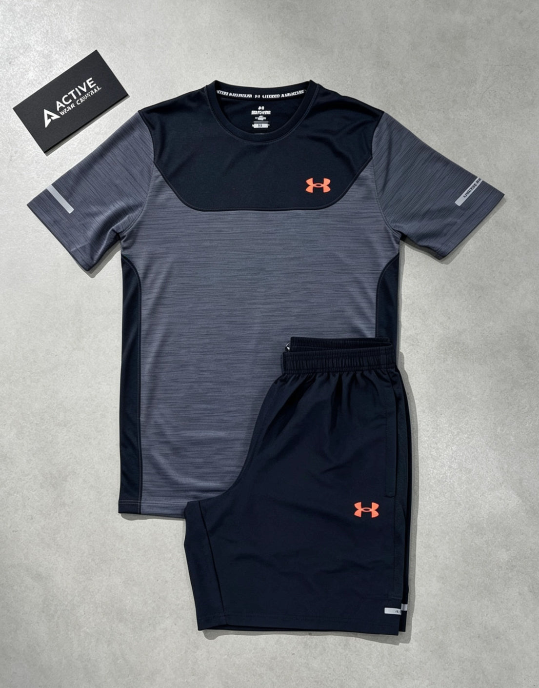 Under armour short set- black-red