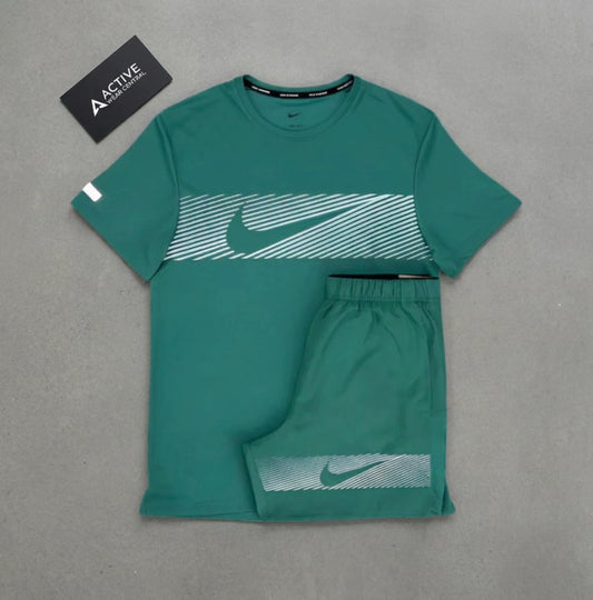 Nike flash miler and challenger shorts set-green