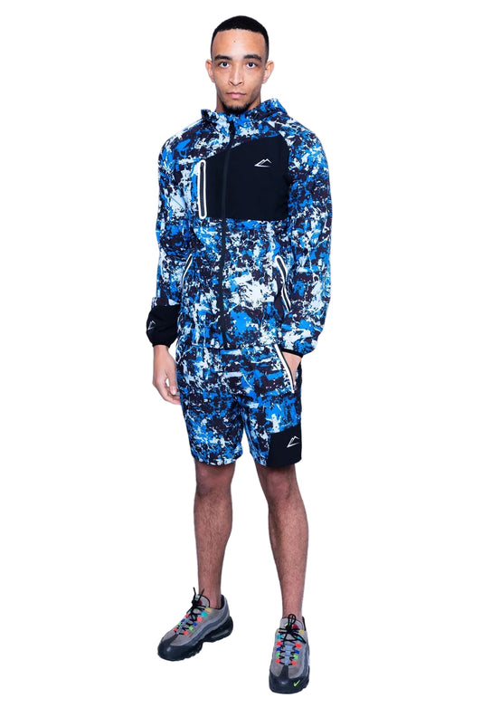 Active jacekt and shorts set-blue/black